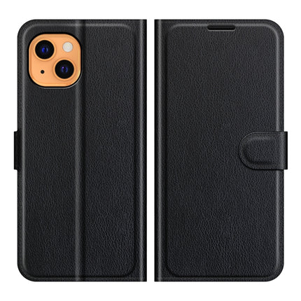 For iPhone 13 Litchi Texture Horizontal Flip Protective Case with Holder & Card Slots & Wallet(Black)-garmade.com