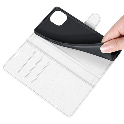 For iPhone 13 Litchi Texture Horizontal Flip Protective Case with Holder & Card Slots & Wallet(White)-garmade.com