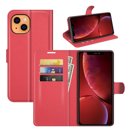 For iPhone 13 Litchi Texture Horizontal Flip Protective Case with Holder & Card Slots & Wallet(Red)-garmade.com