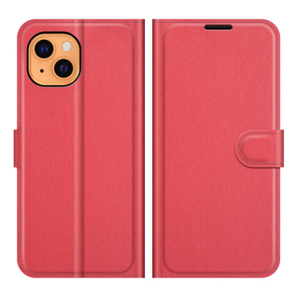 For iPhone 13 Litchi Texture Horizontal Flip Protective Case with Holder & Card Slots & Wallet(Red)-garmade.com