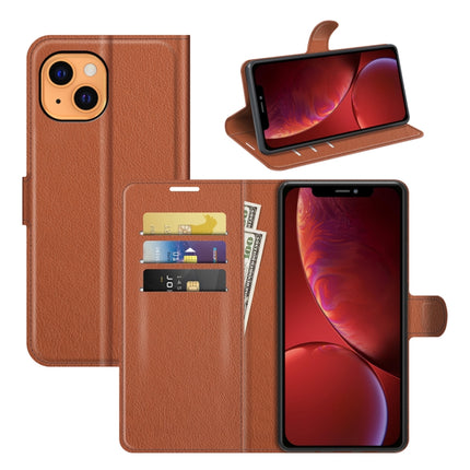 For iPhone 13 Litchi Texture Horizontal Flip Protective Case with Holder & Card Slots & Wallet(Brown)-garmade.com