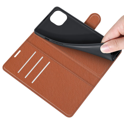 For iPhone 13 Litchi Texture Horizontal Flip Protective Case with Holder & Card Slots & Wallet(Brown)-garmade.com