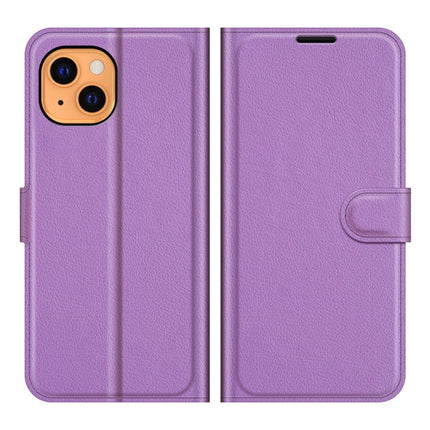 For iPhone 13 Litchi Texture Horizontal Flip Protective Case with Holder & Card Slots & Wallet(Purple)-garmade.com
