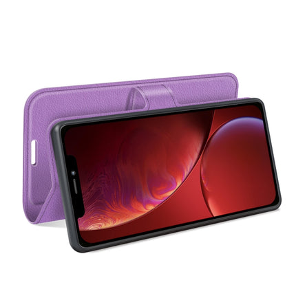 For iPhone 13 Litchi Texture Horizontal Flip Protective Case with Holder & Card Slots & Wallet(Purple)-garmade.com