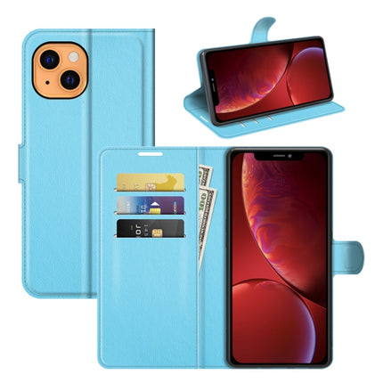 For iPhone 13 Litchi Texture Horizontal Flip Protective Case with Holder & Card Slots & Wallet(Blue)-garmade.com