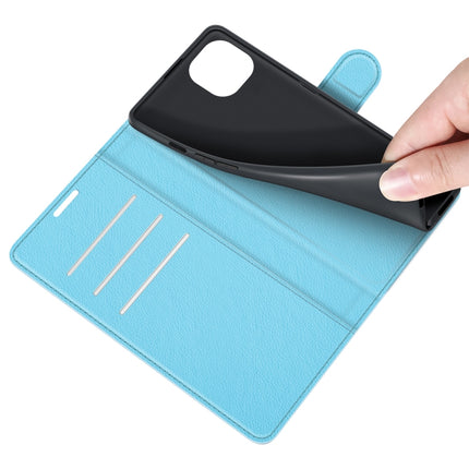 For iPhone 13 Litchi Texture Horizontal Flip Protective Case with Holder & Card Slots & Wallet(Blue)-garmade.com