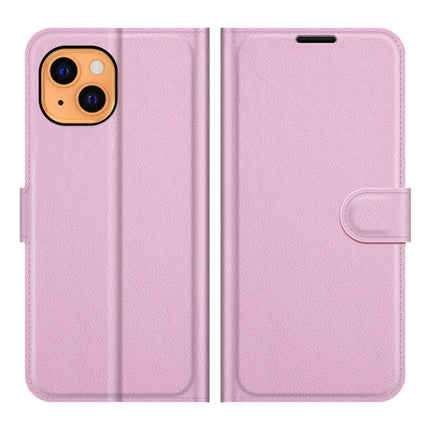 For iPhone 13 Litchi Texture Horizontal Flip Protective Case with Holder & Card Slots & Wallet(Pink)-garmade.com