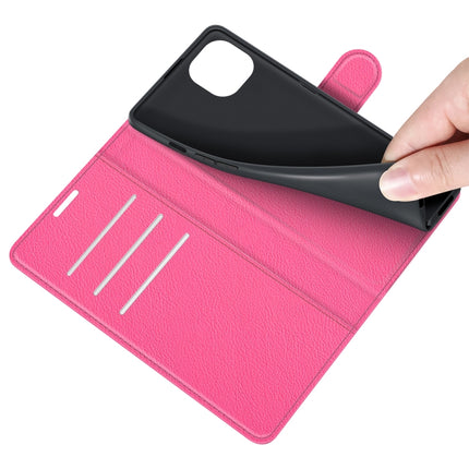 For iPhone 13 Litchi Texture Horizontal Flip Protective Case with Holder & Card Slots & Wallet(Rose Red)-garmade.com