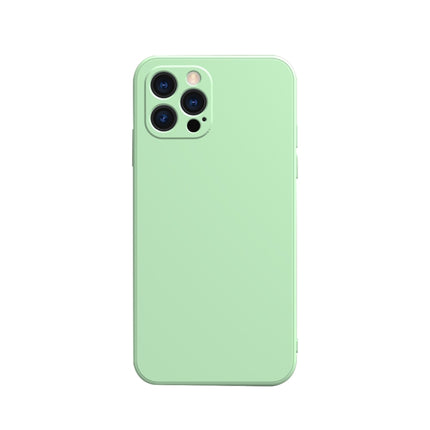 Solid Color Cube Straight Edge Liquid Silicone Lining Flannel Case For iPhone 13 Pro (Green)-garmade.com