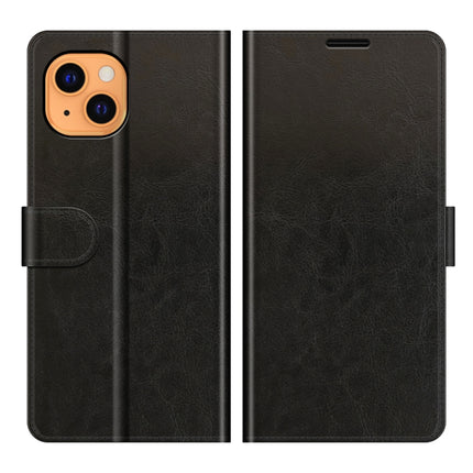 R64 Texture Single Horizontal Flip Protective Case with Holder & Card Slots & Wallet& Photo Frame for iPhone 13(Black)-garmade.com
