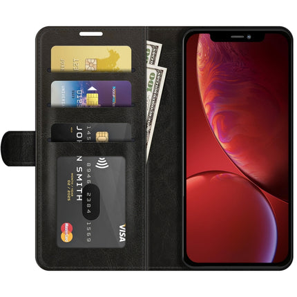 R64 Texture Single Horizontal Flip Protective Case with Holder & Card Slots & Wallet& Photo Frame for iPhone 13(Black)-garmade.com