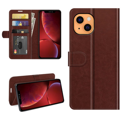 R64 Texture Single Horizontal Flip Protective Case with Holder & Card Slots & Wallet& Photo Frame for iPhone 13(Brown)-garmade.com