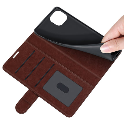 R64 Texture Single Horizontal Flip Protective Case with Holder & Card Slots & Wallet& Photo Frame for iPhone 13(Brown)-garmade.com