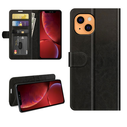 R64 Texture Single Horizontal Flip Protective Case with Holder & Card Slots & Wallet& Photo Frame for iPhone 13 mini(Black)-garmade.com