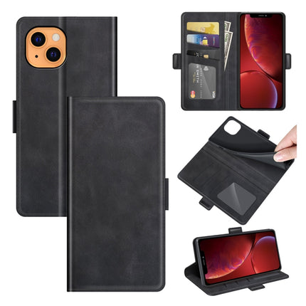 Dual-side Magnetic Buckle Horizontal Flip Leather Case with Holder & Card Slots & Wallet for iPhone 13 mini(Black)-garmade.com