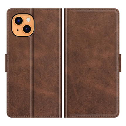 Dual-side Magnetic Buckle Horizontal Flip Leather Case with Holder & Card Slots & Wallet for iPhone 13 mini(Brown)-garmade.com
