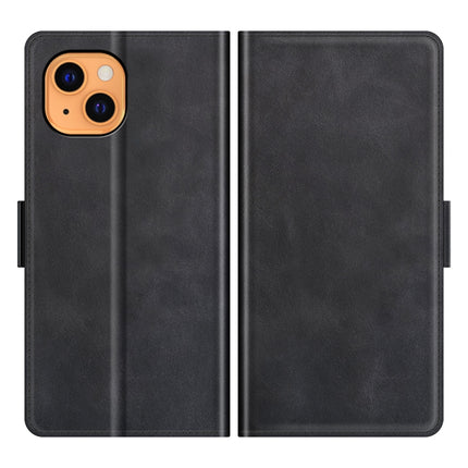 Dual-side Magnetic Buckle Horizontal Flip Leather Case with Holder & Card Slots & Wallet for iPhone 13(Black)-garmade.com