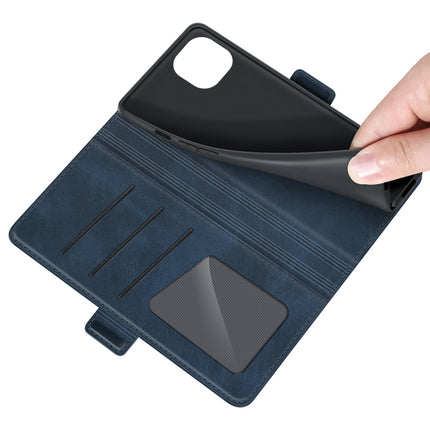 Dual-side Magnetic Buckle Horizontal Flip Leather Case with Holder & Card Slots & Wallet for iPhone 13(Dark Blue)-garmade.com