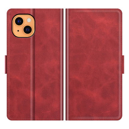 Dual-side Magnetic Buckle Horizontal Flip Leather Case with Holder & Card Slots & Wallet for iPhone 13(Red)-garmade.com