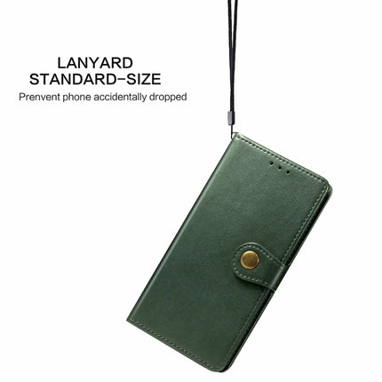 For iPhone 13 Pro Solid Color Leather Buckle Phone Case with Lanyard & Photo Frame & Card Slot & Wallet & Stand Function(Green)-garmade.com