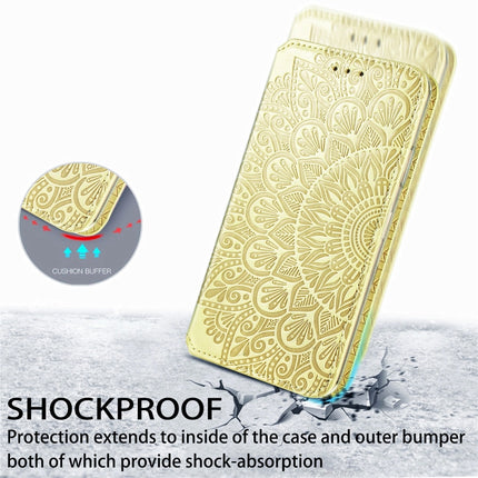 For iPhone 13 Pro Max Blooming Mandala Embossed Pattern Magnetic Horizontal Flip Leather Case with Holder & Card Slots & Wallet(Yellow)-garmade.com
