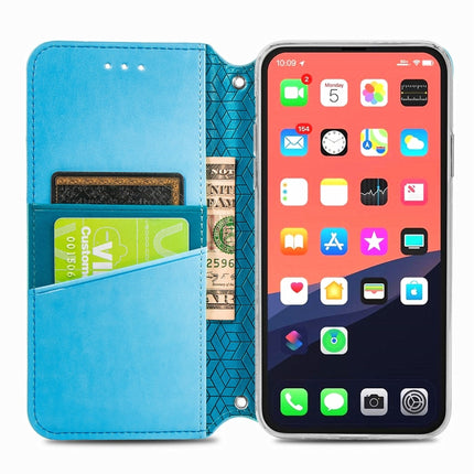 For iPhone 13 Pro Blooming Mandala Embossed Pattern Magnetic Horizontal Flip Leather Case with Holder & Card Slots & Wallet(Blue)-garmade.com