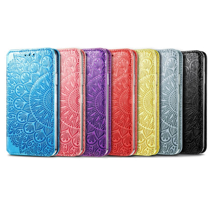 For iPhone 13 Pro Blooming Mandala Embossed Pattern Magnetic Horizontal Flip Leather Case with Holder & Card Slots & Wallet(Red)-garmade.com