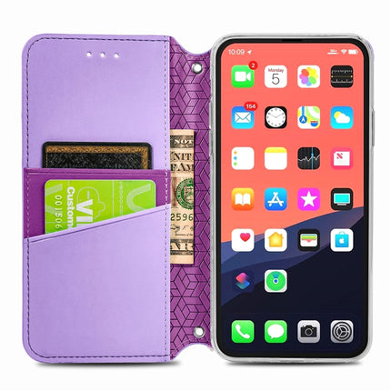 For iPhone 13 mini Blooming Mandala Embossed Pattern Magnetic Horizontal Flip Leather Case with Holder & Card Slots & Wallet(Purple)-garmade.com
