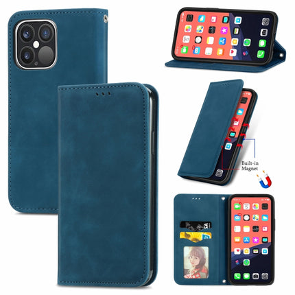 For iPhone 13 Pro Max Retro Skin Feel Business Magnetic Horizontal Flip Leather Case With Holder & Card Slots & Wallet & Photo Frame(Blue)-garmade.com