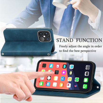 For iPhone 13 Pro Max Retro Skin Feel Business Magnetic Horizontal Flip Leather Case With Holder & Card Slots & Wallet & Photo Frame(Blue)-garmade.com