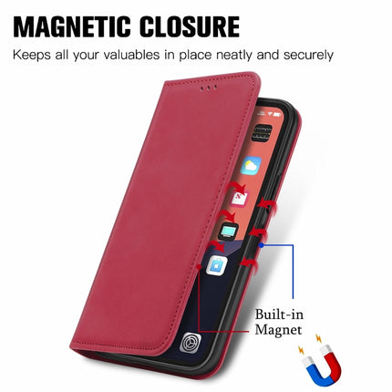 For iPhone 13 Pro Max Retro Skin Feel Business Magnetic Horizontal Flip Leather Case With Holder & Card Slots & Wallet & Photo Frame(Red)-garmade.com