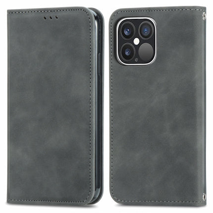 For iPhone 13 Pro Retro Skin Feel Business Magnetic Horizontal Flip Leather Case With Holder & Card Slots & Wallet & Photo Frame(Gray)-garmade.com