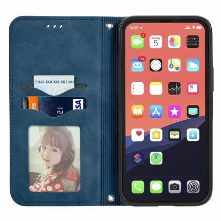 For iPhone 13 Pro Retro Skin Feel Business Magnetic Horizontal Flip Leather Case With Holder & Card Slots & Wallet & Photo Frame(Blue)-garmade.com