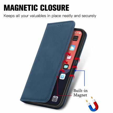 For iPhone 13 Pro Retro Skin Feel Business Magnetic Horizontal Flip Leather Case With Holder & Card Slots & Wallet & Photo Frame(Blue)-garmade.com