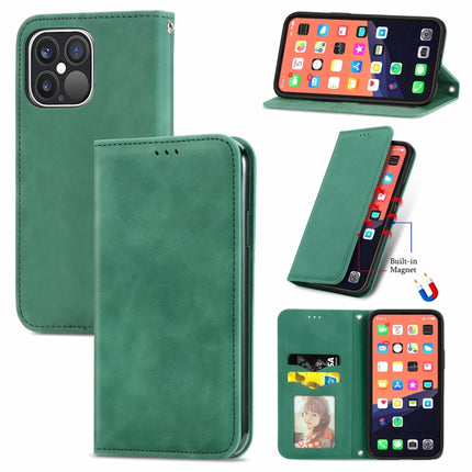 For iPhone 13 Pro Retro Skin Feel Business Magnetic Horizontal Flip Leather Case With Holder & Card Slots & Wallet & Photo Frame(Green)-garmade.com