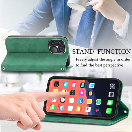 For iPhone 13 Pro Retro Skin Feel Business Magnetic Horizontal Flip Leather Case With Holder & Card Slots & Wallet & Photo Frame(Green)-garmade.com