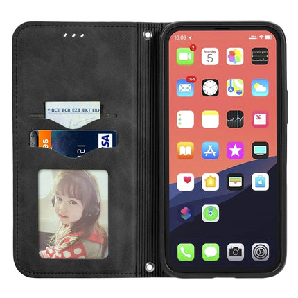 For iPhone 13 Retro Skin Feel Business Magnetic Horizontal Flip Leather Case With Holder & Card Slots & Wallet & Photo Frame(Black)-garmade.com