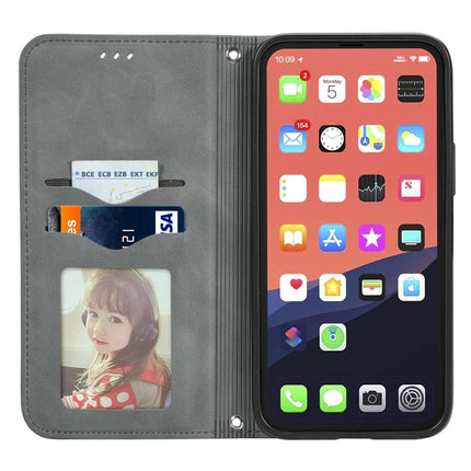 For iPhone 13 Retro Skin Feel Business Magnetic Horizontal Flip Leather Case With Holder & Card Slots & Wallet & Photo Frame(Gray)-garmade.com