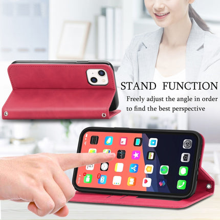 For iPhone 13 Retro Skin Feel Business Magnetic Horizontal Flip Leather Case With Holder & Card Slots & Wallet & Photo Frame(Red)-garmade.com