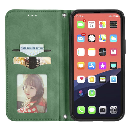 For iPhone 13 Retro Skin Feel Business Magnetic Horizontal Flip Leather Case With Holder & Card Slots & Wallet & Photo Frame(Green)-garmade.com