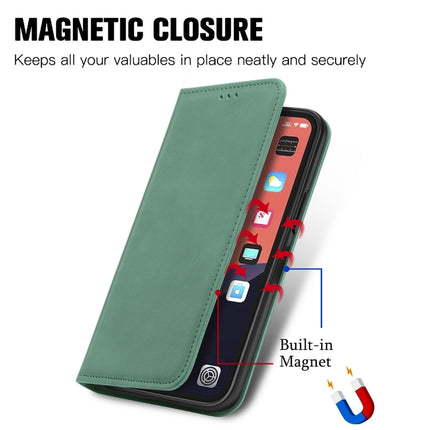 For iPhone 13 Retro Skin Feel Business Magnetic Horizontal Flip Leather Case With Holder & Card Slots & Wallet & Photo Frame(Green)-garmade.com