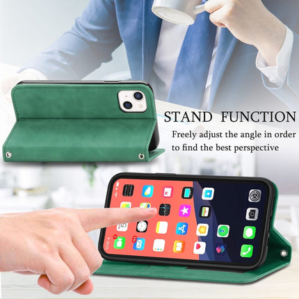 For iPhone 13 Retro Skin Feel Business Magnetic Horizontal Flip Leather Case With Holder & Card Slots & Wallet & Photo Frame(Green)-garmade.com