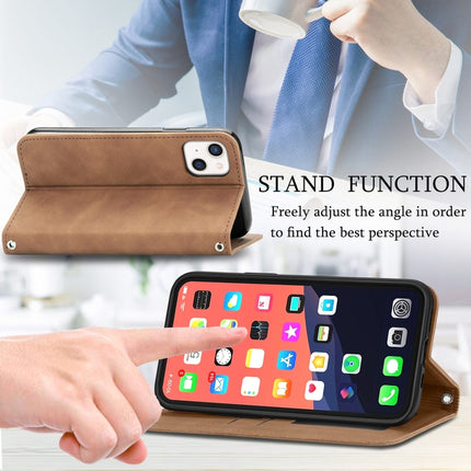 For iPhone 13 mini Retro Skin Feel Business Magnetic Horizontal Flip Leather Case With Holder & Card Slots & Wallet & Photo Frame(Brown)-garmade.com