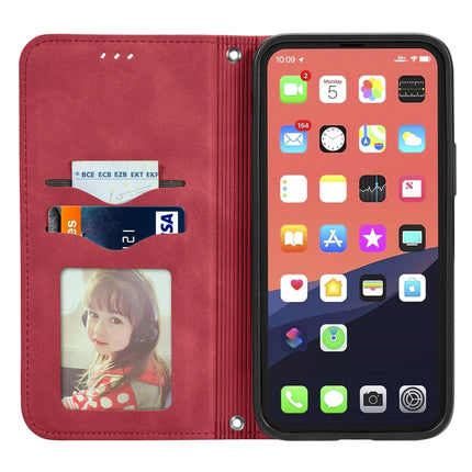 For iPhone 13 mini Retro Skin Feel Business Magnetic Horizontal Flip Leather Case With Holder & Card Slots & Wallet & Photo Frame(Red)-garmade.com