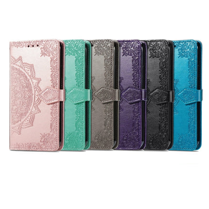 Mandala Flower Embossed Horizontal Flip Leather Case with Holder & Three Card Slots & Wallet & Lanyard For iPhone 13 Pro (Blue)-garmade.com