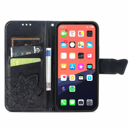 Butterfly Love Flower Embossed Horizontal Flip Leather Case with Bracket / Card Slot / Wallet / Lanyard For iPhone 13 Pro Max(Black)-garmade.com