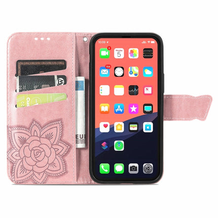 Butterfly Love Flower Embossed Horizontal Flip Leather Case with Bracket / Card Slot / Wallet / Lanyard For iPhone 13 Pro Max(Rose Gold)-garmade.com