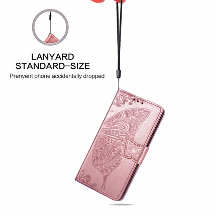 Butterfly Love Flower Embossed Horizontal Flip Leather Case with Bracket / Card Slot / Wallet / Lanyard For iPhone 13 Pro(Rose Gold)-garmade.com