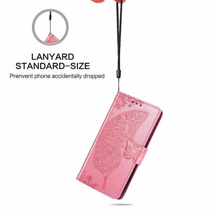 Butterfly Love Flower Embossed Horizontal Flip Leather Case with Bracket / Card Slot / Wallet / Lanyard For iPhone 13(Pink)-garmade.com