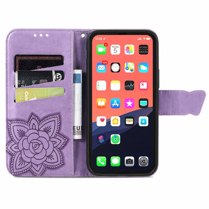 Butterfly Love Flower Embossed Horizontal Flip Leather Case with Bracket / Card Slot / Wallet / Lanyard For iPhone 13(Light Purple)-garmade.com